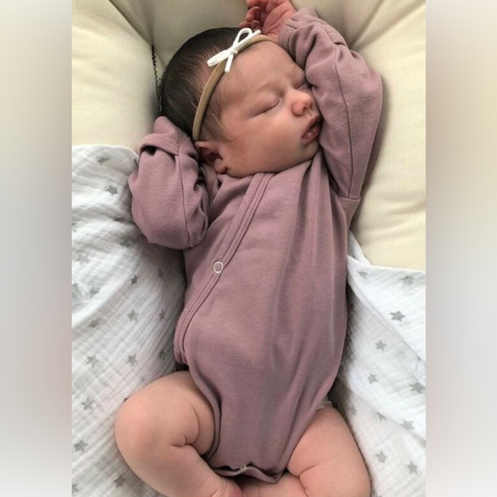 ORGANIC KIMONO BODYSUIT and PANTS IN LAVENDER - gently used. 0-3 months